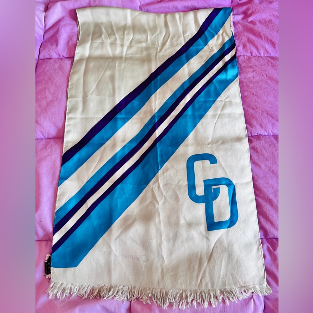 Christian Dior 100% silk vintage scarf 17 in x 53 in Unique Design Style X Long